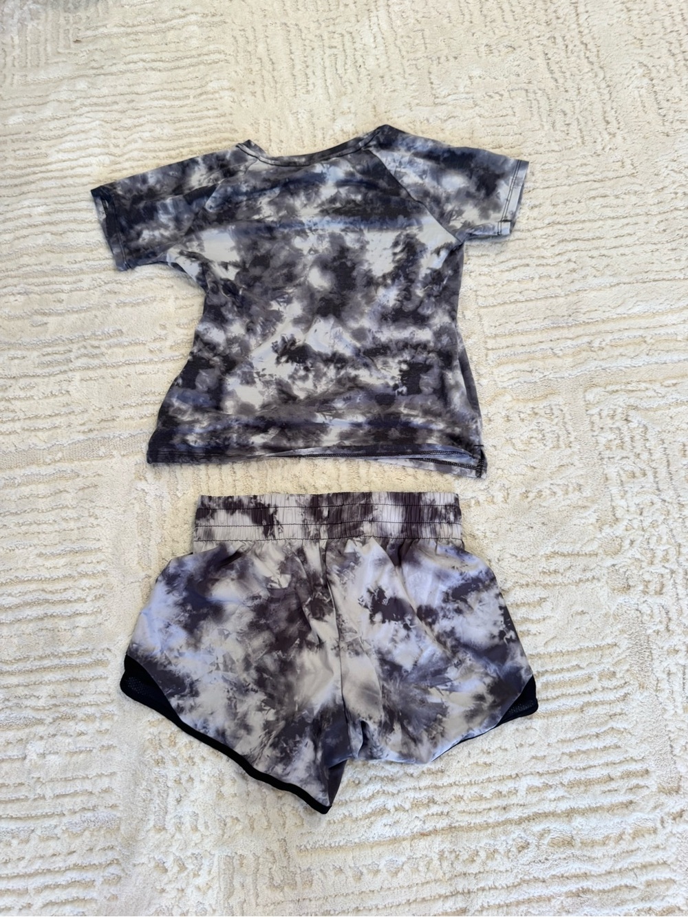 Athletic Works Gray & White Tie-Dye Youth Active Top
